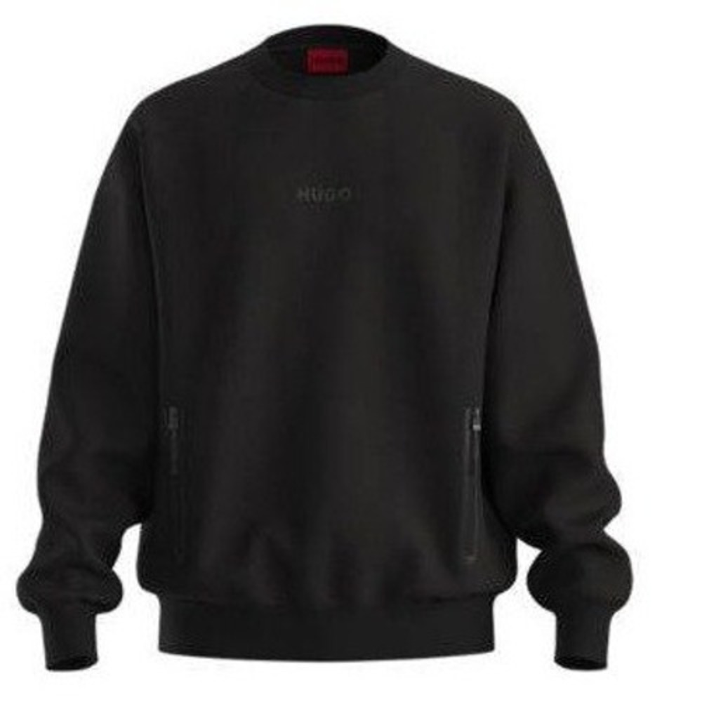 NWT HUGO Dubilos Crewneck Oversize-Fit Sweatshirt Men's XL Black Cotton Blend